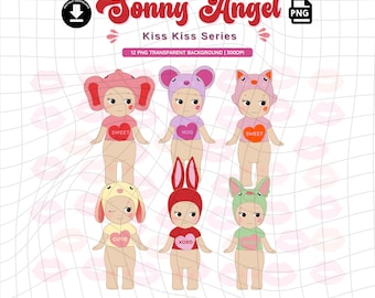 Sonny Angels Clipart PNG: Kiss Kiss Series Kawaii Designs, digital download