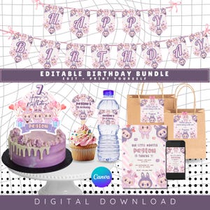 Labubu Editable Printable Party Decor Bundle, Kids Favor Package, Instant Download, Digital Product