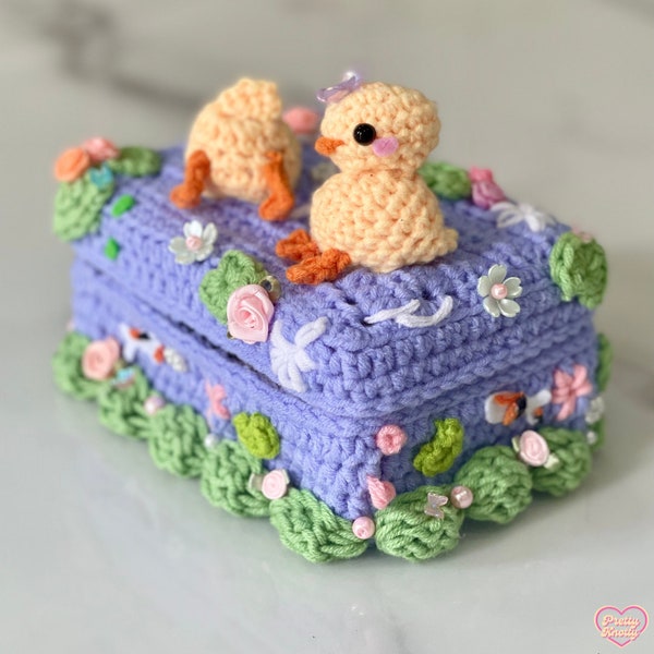 Ducky Pond Cake Box Crochet PATTERN (PDF - digital product) | Duck Cake Crochet