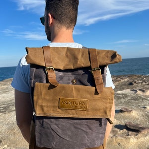 Leather and Waxed Canvas Backpack