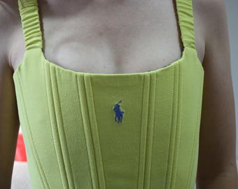 Sustainable Fashion Statement: Upcycled Yellow Polo Corset