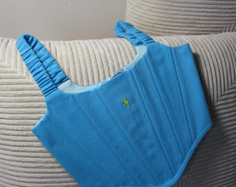 Sustainable Fashion Statement: Upcycled Blue Polo Corset