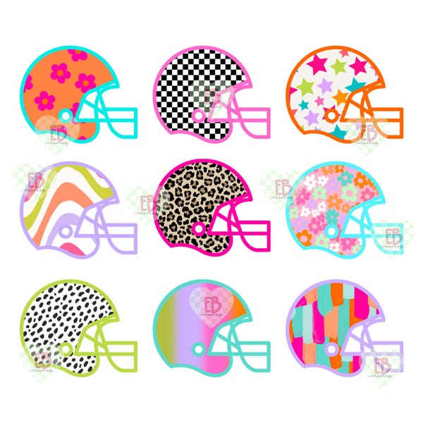 Retro Football Helmet PNG Bundle | Digital Download Sublimation Designs