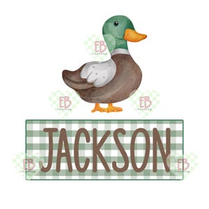 Boys Mallard Duck Custom Name PNG