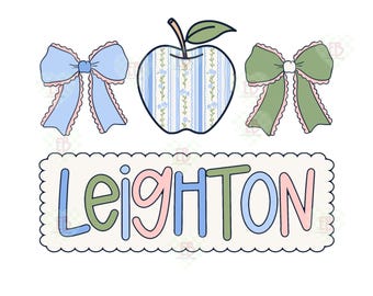 Girly Coquette Back To School Custom Name PNG