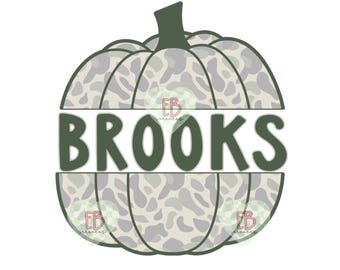 Boys Camo Pumpkin Custom Name PNG | Fall Sublimation Design