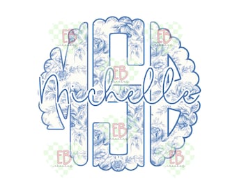 Custom Scalloped Monogram PNG