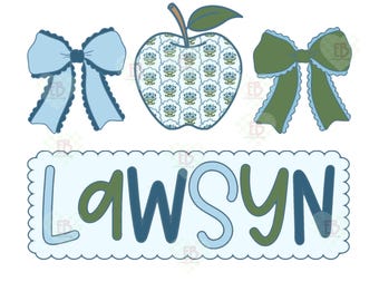 Girly Coquette Back To School Custom Name PNG