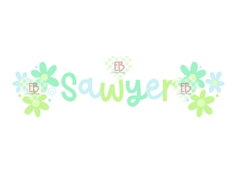 Girly Floral Custom Name PNG