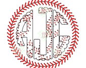Baseball Seams Custom Scalloped Monogram PNG