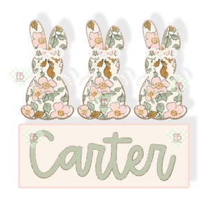 Preppy Easter Bunny Custom Name PNG