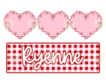 Kids Valentines Hearts Custom Name PNG