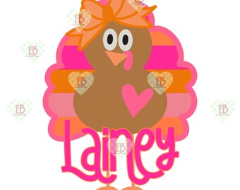Preppy Girly Turkey Custom Name PNG