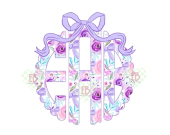Floral Coquette Custom Scalloped Monogram PNG