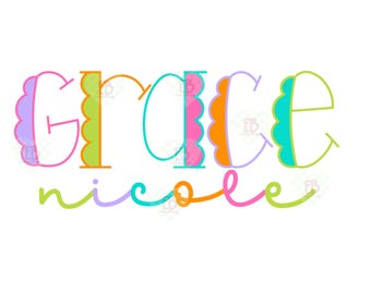 Descarga digital personalizada con nombre colorido PNG/Brillante