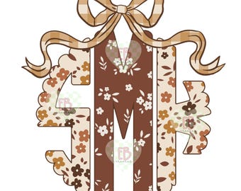 Monograma festoneado personalizado de otoño PNG
