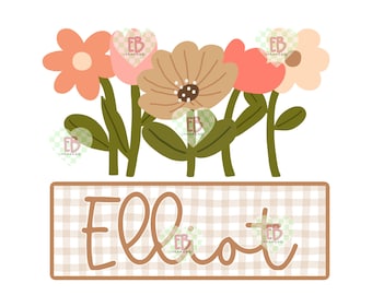 Floral Name PNG – Custom Name Sublimation Design – Boho Flower Clipart – Personalized Digital Download