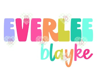 Custom Name PNG | Rainbow Block & Script Font | Bright Personalized Sublimation Digital Download