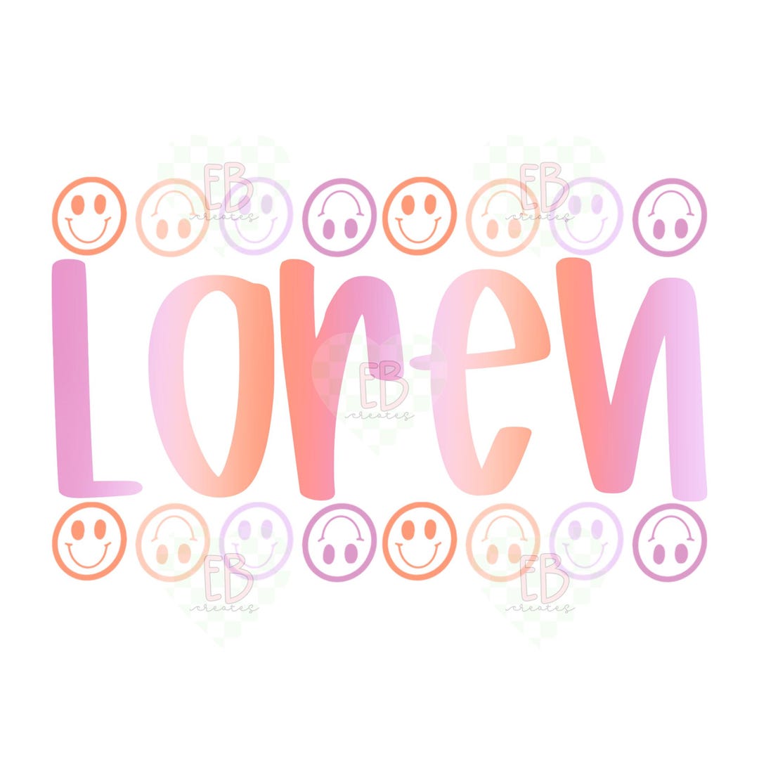 Trendy Smiley Custom Name PNG - Etsy