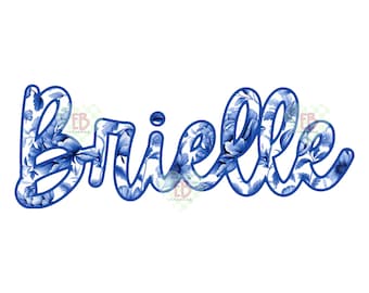 Porcelain Blue Floral, Custom Name PNG