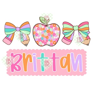 Girly Coquette Back To School Custom Name PNG