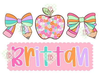 Girly Coquette Back To School Custom Name PNG