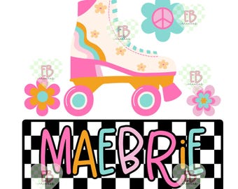 Groovy Roller Skate Custom Name PNG