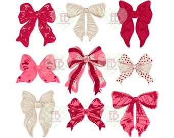 Coquette Valentines Bows PNG