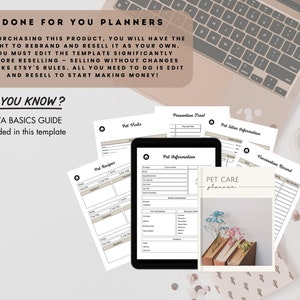 PLR Digital Planner Pet Care Planner Done for you Hyperlinked Planner Editable Canva Private Label Rights License Digital Product MRR Resell