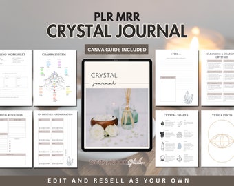 PLR Crystal Journal PLR Chakra Stone Planner Done for you Canva Editable Healing Worksheet Cleansing Template Resell Rights Digital Product