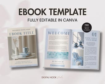 Ebook Template Canva Editable Lead Magnet Aesthetic Coaching Guide Book Course Creator Done for You Pastel Soft Blue Light Modern Workbook