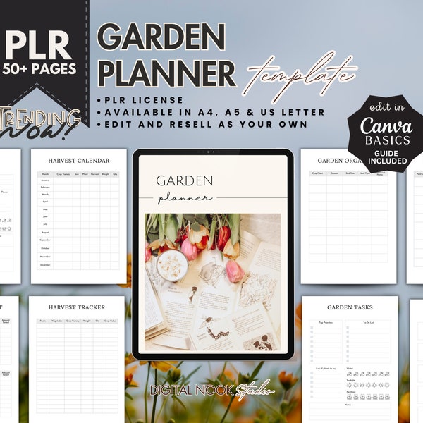 PLR Gardening Planner, Garden Planner Printable, PLR Planner, Done for you Garden Organizer, Editable Template, PLR mrr Digital Product