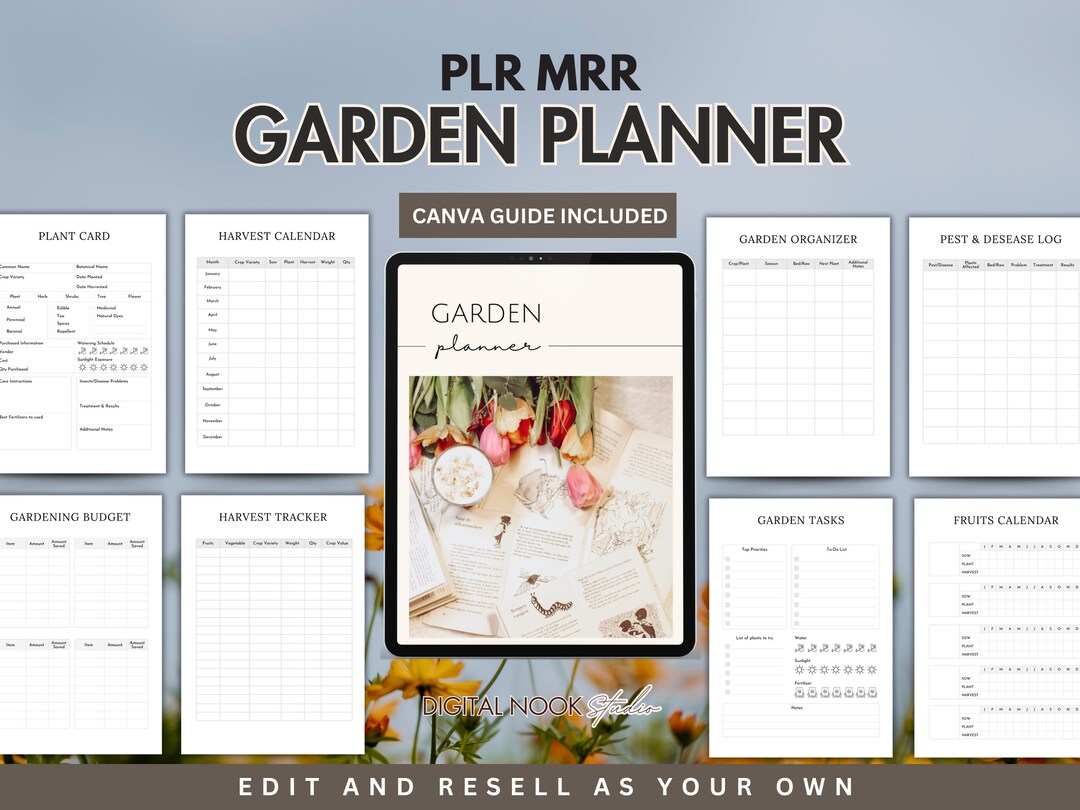 PLR Gardening Planner Template Editable Garden Journal Printable Done ...
