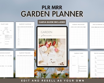 PLR Gardening Planner Template Editable Garden Journal Printable Done for you Garden Plant Organizer Checklist mrr Digital Product Resell