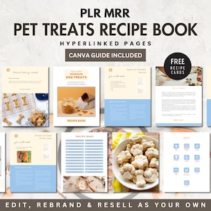 PLR Recipe Book Template Editable Canva Pet Dog Treats Cookbook eBook Pages Private Label Rights MRR License Digital Product Done for You