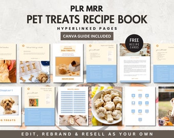 PLR Recipe Book Template Editable Canva Pet Dog Treats Cookbook eBook Pages Private Label Rights MRR License Digital Product Done for You
