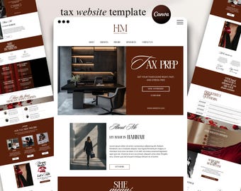 Canva Tax Website Template Editable Tax Season Red Aesthetic Landing Page Business Web Site Elegant One Page Accounting Website Done For You