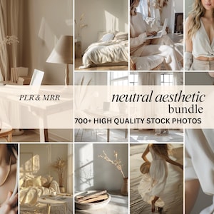 Neutral Aesthetic Stock Images Bundle Beige Woman Faceless Stock Photo Marketing Light PLR MRR Branding Social Media Home Office Minimalist