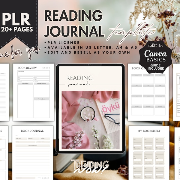Digital Reading Journal, PLR Reading Journal, Book Tracker, Reading Tracker, Done for you Book Club Journal Plr Mrr Digital Products