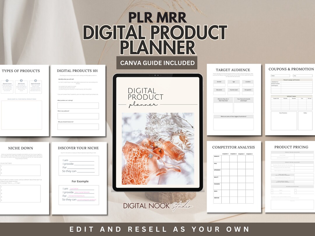 PLR Planner Digital Product Planner Template Canva Editable Done for ...