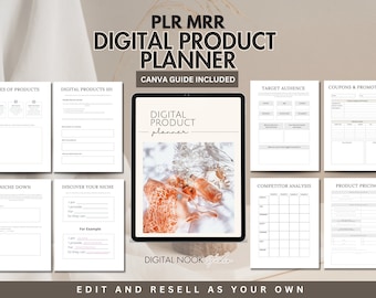 PLR Planner Digital Product Planner Template Canva Editable Done for you Business Planner Journal Resell MRR Master Resell Rights License