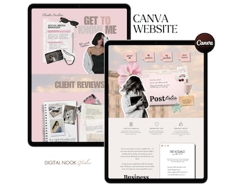 Canva Website Template Social Media Manager Trendy Pink Portfolio Marketing One Page Paper Aesthetic Girl Modern Influencer UGC Landing Page