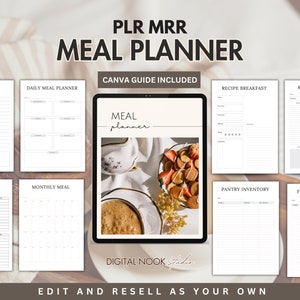 PLR Planner, PLR Meal Planner Weekly Meal Menu Planner, Done for you Canva Editable Template, Resell Digital Product, Meal Plan Template
