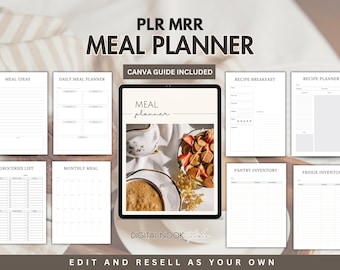 PLR Planner, PLR Meal Planner Weekly Meal Menu Planner, Done for you Canva Editable Template, Resell Digital Product, Meal Plan Template