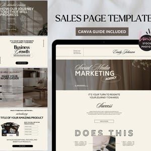 Aesthetic Sales Page Template Done for You Canva Website Digital Product Seller Marketing Page Course Creator Coach Landing Editable Funnel