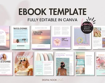 Modèle d'ebook pastel, aimant en plomb modifiable Canva, guide de coaching, créateur de cours, fait pour vous Cahier d'exercices moderne, feuille de calcul à téléchargement immédiat