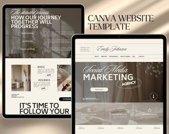 Canva Website Template Coaching Website Black and Beige Aesthetic Landing Page Course Creator Funnel VA Web Site Canva One Page Website
