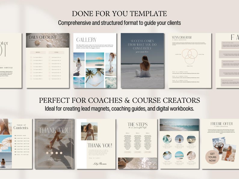 Canva Ebook Template Editable Workbook Lead Magnet Coaching Book Course Creator Done for YouYou Neutral Aesthetic Worksheet Digital Download