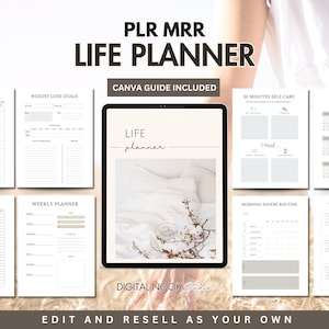 PLR MRR Life Planner Template Canva Editable Self Care Workbook Life Coach Gratitude Master Resell Rights License Digital Product to Sell