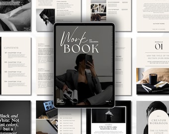 Workbook Template Canva Editable Lead Magnet Coaching Guide Book Course Creator Done for You Black Modern eBook Worksheet Digital Download